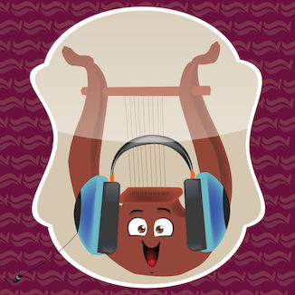 The cute harp with headphones
